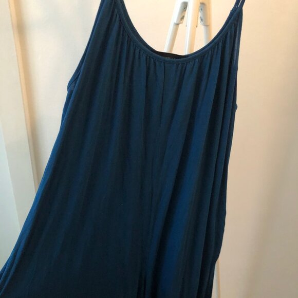 ALEXANDER + DAVID JUMPSUIT TEAL SPAGHETTI STRAP WIDE LOOSE KNIT SIZE L - Picture 5 of 11